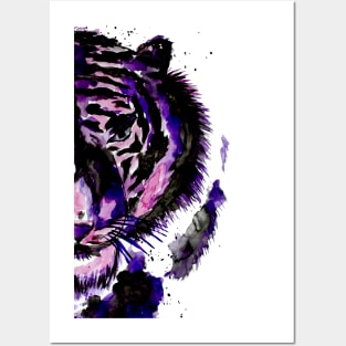 Purple Watercolor Tiger Posters and Art